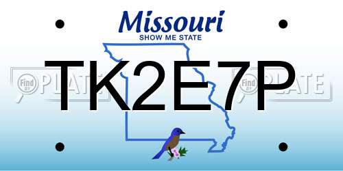 TK2E7P Missouri License Plate