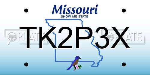 TK2P3X Missouri License Plate