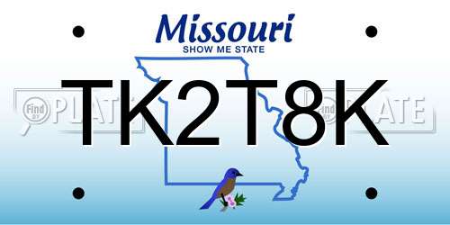 TK2T8K Missouri License Plate