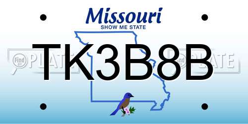 TK3B8B Missouri License Plate