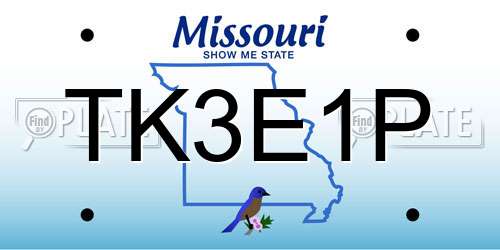 TK3E1P Missouri License Plate