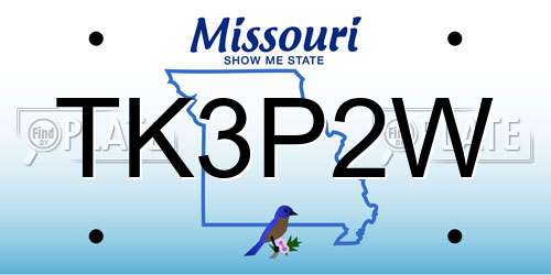 TK3P2W Missouri License Plate