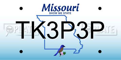TK3P3P Missouri License Plate