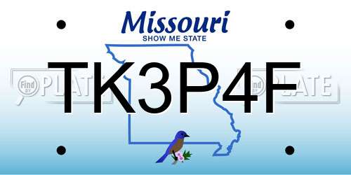 TK3P4F Missouri License Plate