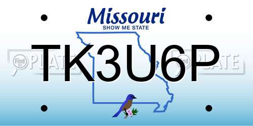 TK3U6P Missouri License Plate