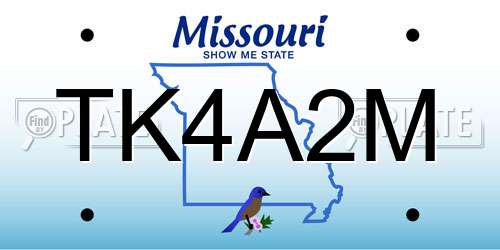 TK4A2M Missouri License Plate