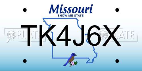 TK4J6X Missouri License Plate