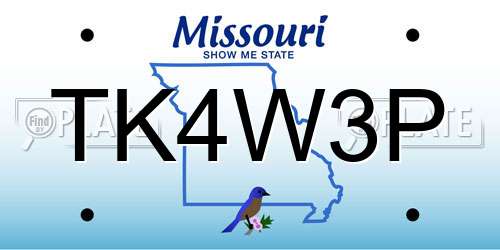 TK4W3P Missouri License Plate