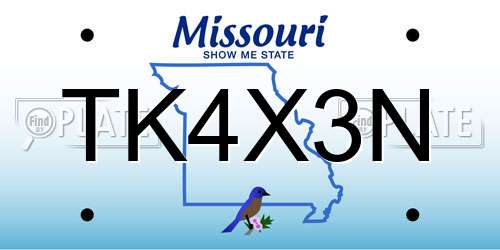 TK4X3N Missouri License Plate