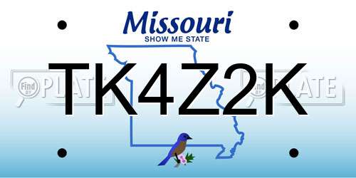TK4Z2K Missouri License Plate