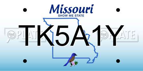 TK5A1Y Missouri License Plate