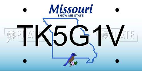 TK5G1V Missouri License Plate