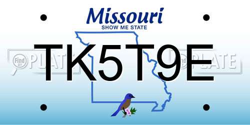 TK5T9E Missouri License Plate