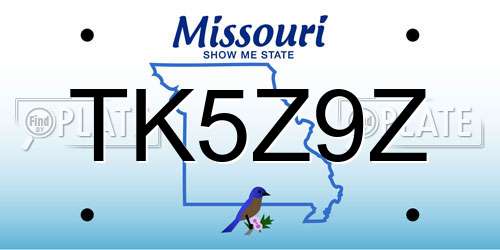 TK5Z9Z Missouri License Plate