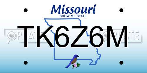 TK6Z6M Missouri License Plate