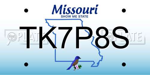 TK7P8S Missouri License Plate