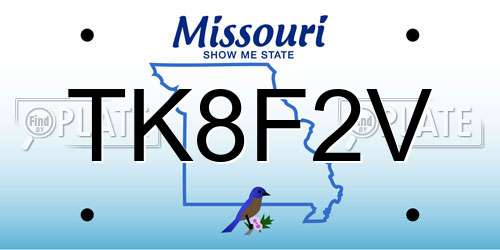 TK8F2V Missouri License Plate