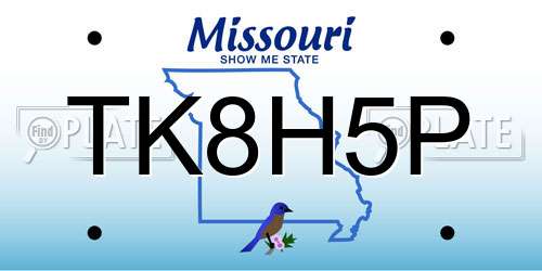 TK8H5P Missouri License Plate