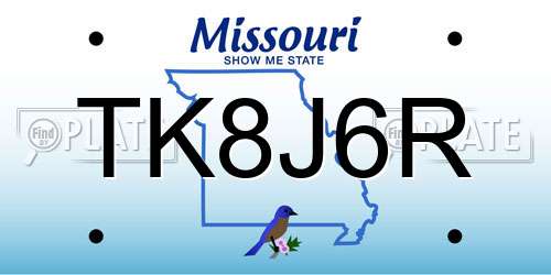 TK8J6R Missouri License Plate