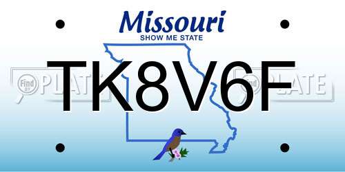 TK8V6F Missouri License Plate