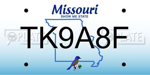 TK9A8F Missouri License Plate