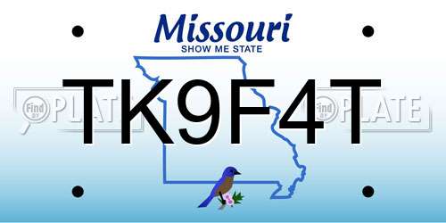 TK9F4T Missouri License Plate