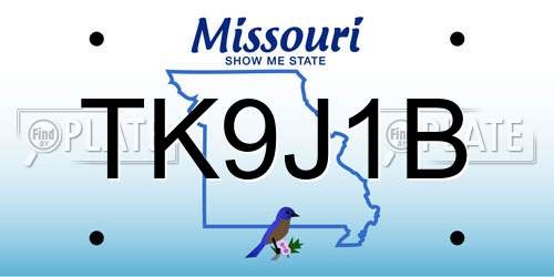 TK9J1B Missouri License Plate