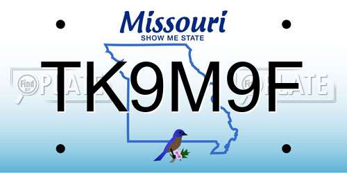 TK9M9F Missouri License Plate