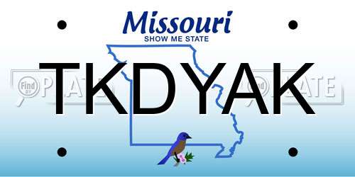 TKDYAK Missouri License Plate