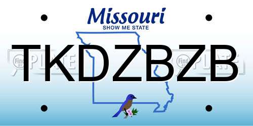 TKDZBZB Missouri License Plate