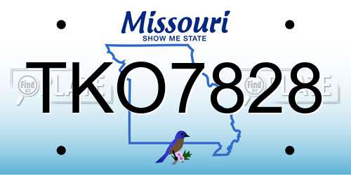 TKO7828 Missouri License Plate