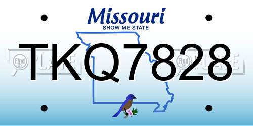 TKQ7828 Missouri License Plate