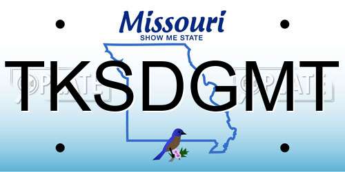 TKSDGMT Missouri License Plate