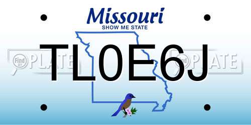 TL0E6J Missouri License Plate
