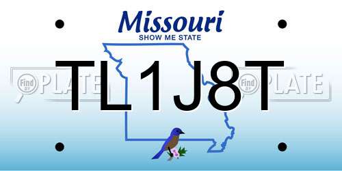 TL1J8T Missouri License Plate