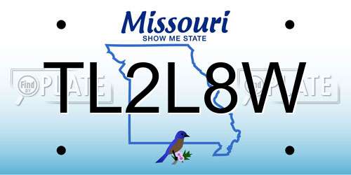 TL2L8W Missouri License Plate