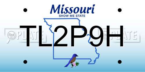TL2P9H Missouri License Plate