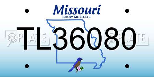 TL36080 Missouri License Plate