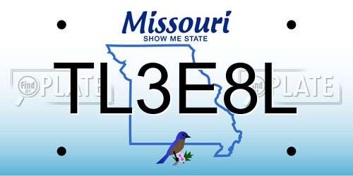 TL3E8L Missouri License Plate