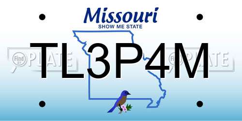 TL3P4M Missouri License Plate