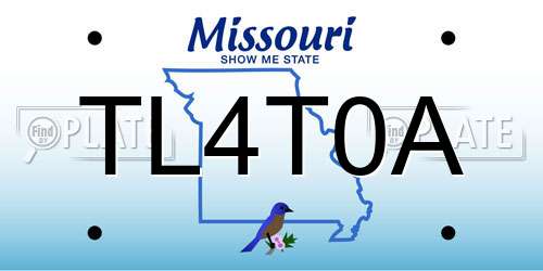 TL4T0A Missouri License Plate