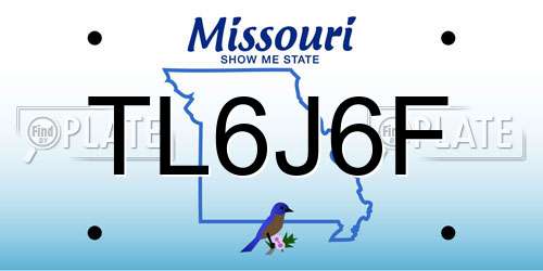 TL6J6F Missouri License Plate