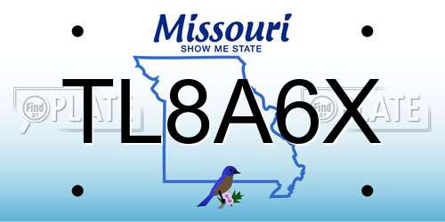 TL8A6X Missouri License Plate