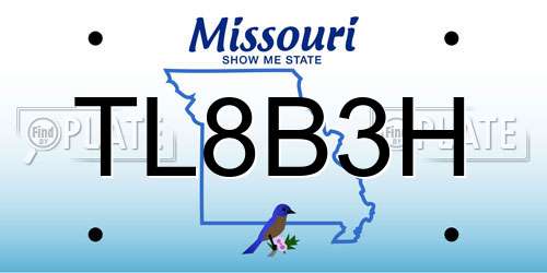 TL8B3H Missouri License Plate