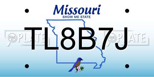 TL8B7J Missouri License Plate