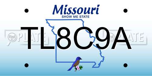 TL8C9A Missouri License Plate