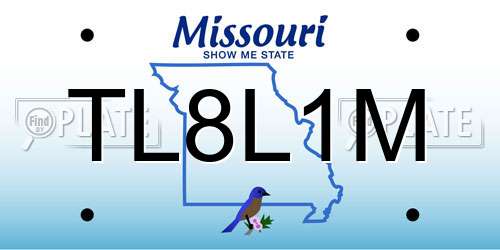 TL8L1M Missouri License Plate