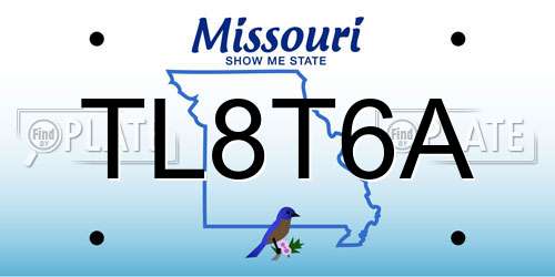 TL8T6A Missouri License Plate