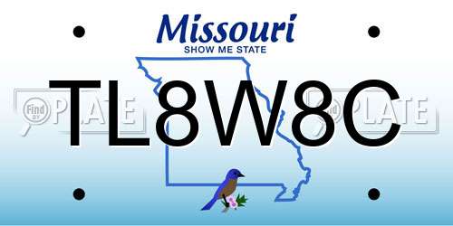 TL8W8C Missouri License Plate