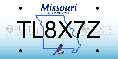 TL8X7Z Missouri License Plate